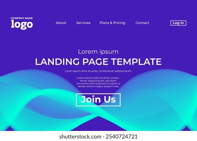 Abstract modern technology Landing page template, flowing line digital technology, smooth particle wave, big data techno design concept background wallpaper, Annual reports, flyer, poster, cover. EPS
