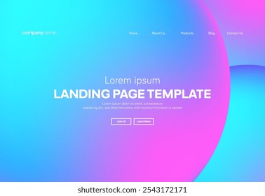 Abstract modern technology Landing page template, flowing line digital technology, smooth particle wave, big data techno design concept background wallpaper, Annual reports, flyer, poster, cover. EPS 