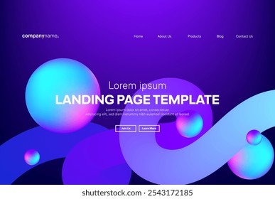 Abstract modern technology Landing page template, flowing line digital technology, smooth particle wave, big data techno design concept background wallpaper, Annual reports, flyer, poster, cover. EPS 