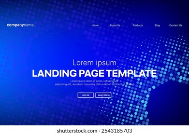 Abstract modern technology Landing page template, flowing line digital technology, smooth particle wave, big data techno design concept background wallpaper, Annual reports, flyer, poster, cover. EPS 
