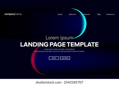 Abstract modern technology Landing page template, flowing line digital technology, smooth particle wave, big data techno design concept background wallpaper, Annual reports, flyer, poster, cover. EPS 