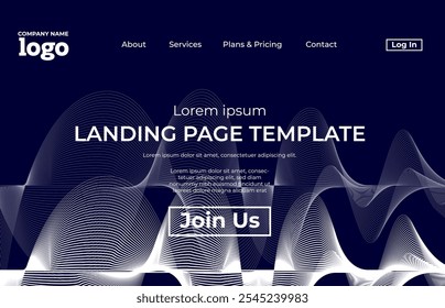 Abstract modern technology Landing page template, flowing line digital technology, smooth particle wave, big data techno design concept background wallpaper, Annual reports, flyer, poster, cover. EPS
