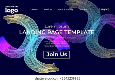 Abstract modern technology Landing page template, flowing line digital technology, smooth particle wave, big data techno design concept background wallpaper, Annual reports, flyer, poster, cover. EPS