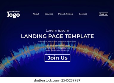 Abstract modern technology Landing page template, flowing line digital technology, smooth particle wave, big data techno design concept background wallpaper, Annual reports, flyer, poster, cover. EPS