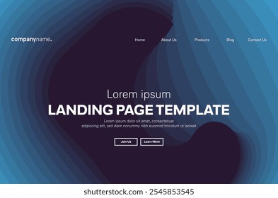 Abstract modern technology Landing page template, flowing line digital technology, smooth particle wave, big data techno design concept background wallpaper, Annual reports, flyer, poster, cover. EPS