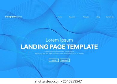 Abstract modern technology Landing page template, flowing line digital technology, smooth particle wave, big data techno design concept background wallpaper, Annual reports, flyer, poster, cover. EPS
