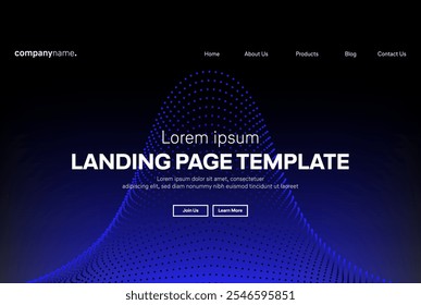 Abstract modern technology Landing page template, flowing line digital technology, smooth particle wave, big data techno design concept background wallpaper, Annual reports, flyer, poster, cover. EPS