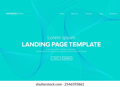 Abstract modern technology Landing page template, flowing line digital technology, smooth particle wave, big data techno design concept background wallpaper, Annual reports, flyer, poster, cover. EPS