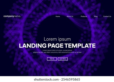 Abstract modern technology Landing page template, flowing line digital technology, smooth particle wave, big data techno design concept background wallpaper, Annual reports, flyer, poster, cover. EPS