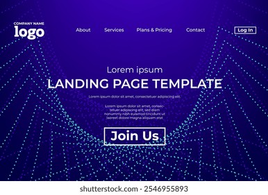 Abstract modern technology Landing page template, flowing line digital technology, smooth particle wave, big data techno design concept background wallpaper, Annual reports, flyer, poster, cover. EPS
