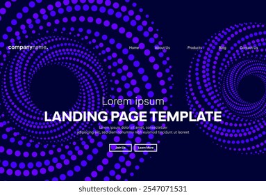 Abstract modern technology Landing page template, flowing line digital technology, smooth particle wave, big data techno design concept background wallpaper, Annual reports, flyer, poster, cover. EPS