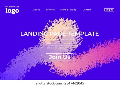 Abstract modern technology Landing page template, flowing line digital technology, smooth particle wave, big data techno design concept background wallpaper, Annual reports, flyer, poster, cover. EPS
