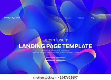 Tecnología moderna Abstractas Plantilla de página de aterrizaje, tecnología digital de línea fluida, onda de partículas lisas, Fondo de pantalla de fondo de concepto de diseño techno de big data, informes anuales, volante, póster, cubierta. EPS 