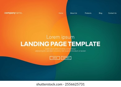 Abstract modern technology Landing page template, flowing line digital technology, smooth particle wave, big data techno design concept background wallpaper, Annual reports, flyer, poster, cover. EPS 