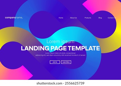 Abstract modern technology Landing page template, flowing line digital technology, smooth particle wave, big data techno design concept background wallpaper, Annual reports, flyer, poster, cover. EPS 