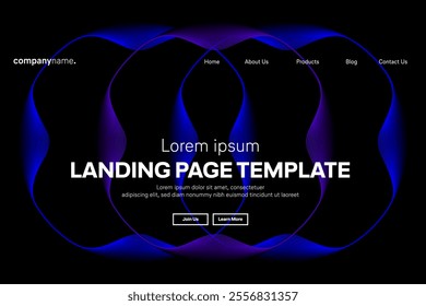 Abstract modern technology Landing page template, flowing line digital technology, smooth particle wave, big data techno design concept background wallpaper, Annual reports, flyer, poster, cover. EPS 