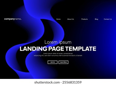 Abstract modern technology Landing page template, flowing line digital technology, smooth particle wave, big data techno design concept background wallpaper, Annual reports, flyer, poster, cover. EPS 