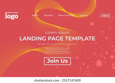 Abstract modern technology Landing page template, flowing line digital technology, smooth particle wave, big data techno design concept background wallpaper, Annual reports, flyer, poster, cover. EPS
