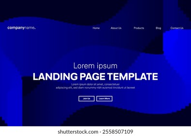 Abstract modern technology Landing page template, flowing line digital technology, smooth particle wave, big data techno design concept background wallpaper, Annual reports, flyer, poster, cover. EPS 