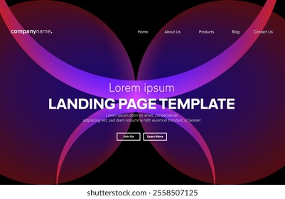 Abstract modern technology Landing page template, flowing line digital technology, smooth particle wave, big data techno design concept background wallpaper, Annual reports, flyer, poster, cover. EPS 