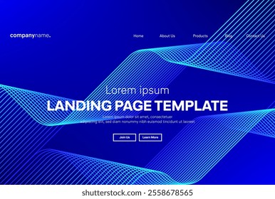 Abstract modern technology Landing page template, flowing line digital technology, smooth particle wave, big data techno design concept background wallpaper, Annual reports, flyer, poster, cover. EPS 