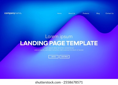 Abstract modern technology Landing page template, flowing line digital technology, smooth particle wave, big data techno design concept background wallpaper, Annual reports, flyer, poster, cover. EPS 