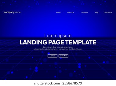 Abstract modern technology Landing page template, flowing line digital technology, smooth particle wave, big data techno design concept background wallpaper, Annual reports, flyer, poster, cover. EPS 