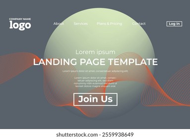 Abstract modern technology Landing page template, flowing line digital technology, smooth particle wave, big data techno design concept background wallpaper, Annual reports, flyer, poster, cover. EPS