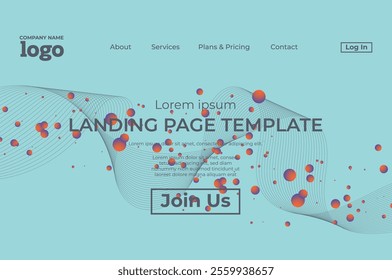 Abstract modern technology Landing page template, flowing line digital technology, smooth particle wave, big data techno design concept background wallpaper, Annual reports, flyer, poster, cover. EPS