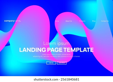 Abstract modern technology Landing page template, flowing line digital technology, smooth particle wave, big data techno design concept background wallpaper, Annual reports, flyer, poster, cover. EPS