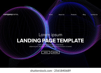 Abstract modern technology Landing page template, flowing line digital technology, smooth particle wave, big data techno design concept background wallpaper, Annual reports, flyer, poster, cover. EPS