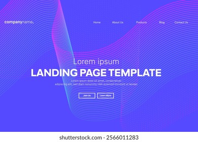 Abstract modern technology Landing page template, flowing line digital technology, smooth particle wave, big data techno design concept background wallpaper, Annual reports, flyer, poster, cover. EPS