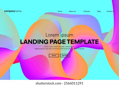 Abstract modern technology Landing page template, flowing line digital technology, smooth particle wave, big data techno design concept background wallpaper, Annual reports, flyer, poster, cover. EPS