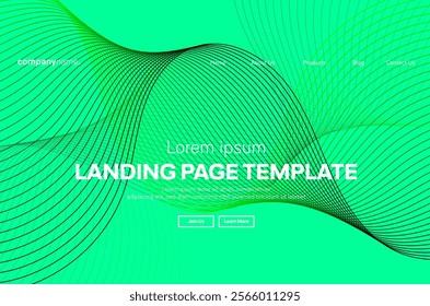 Abstract modern technology Landing page template, flowing line digital technology, smooth particle wave, big data techno design concept background wallpaper, Annual reports, flyer, poster, cover. EPS