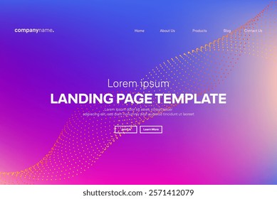 Abstract modern technology Landing page template, flowing line digital technology, smooth particle wave, big data techno design concept background wallpaper, Annual reports, flyer, poster, cover. EPS