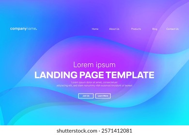 Abstract modern technology Landing page template, flowing line digital technology, smooth particle wave, big data techno design concept background wallpaper, Annual reports, flyer, poster, cover. EPS