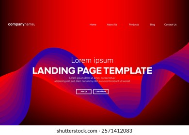 Abstract modern technology Landing page template, flowing line digital technology, smooth particle wave, big data techno design concept background wallpaper, Annual reports, flyer, poster, cover. EPS