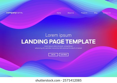 Abstract modern technology Landing page template, flowing line digital technology, smooth particle wave, big data techno design concept background wallpaper, Annual reports, flyer, poster, cover. EPS