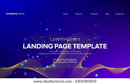Abstract modern technology Landing page template, flowing line digital technology, smooth particle wave, big data techno design concept background wallpaper, Annual reports, flyer, poster, cover. EPS