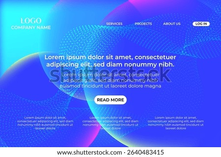 Abstract modern technology Landing page template, flowing line digital technology, smooth particle wave, big data techno design concept background wallpaper, Annual reports, flyer, poster, cover. EPS 