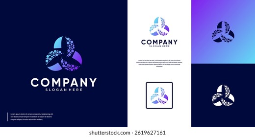 abstract modern technology logo, network connection, pixel point collection, digital system, vector graphic design.