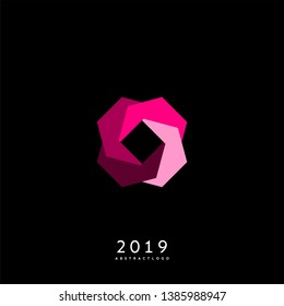 abstract modern technology logo. pink hexagons symbol gradient design concept