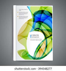 Abstract modern template book cover with abstract lines and waves