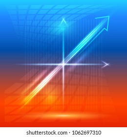 Abstract modern template with glow light arrow infographics element. Flying, rushing activity. Vector illustration EPS 10. Design elements for your business presentations, annual report, brochure
