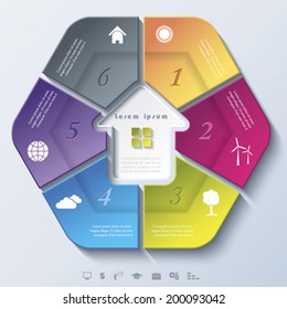 Abstract modern template for real estate business or presentation with circle and six segments. Vector illustration