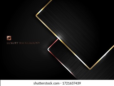 Abstract modern template triangle black background with gold border line. Luxury style. You can use for cover brochure, poster, presentation, poster, banner web, wedding card, etc. Vector illustration