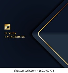 Abstract modern template triangle blue background with gold border line. Luxury style. You can use for cover brochure, poster, presentation, poster, banner web, wedding card, etc. Vector illustration