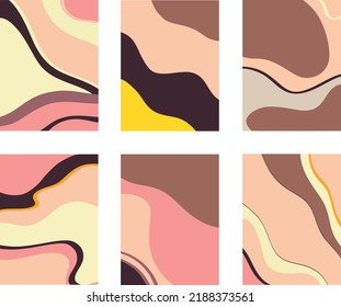 Abstrakte moderne Vorlagen mit nackten neutralen Tönen. Minimalistisches Trendabstraktes Design mit verschiedenen natürlichen Formen in pastellneutralen Farben.