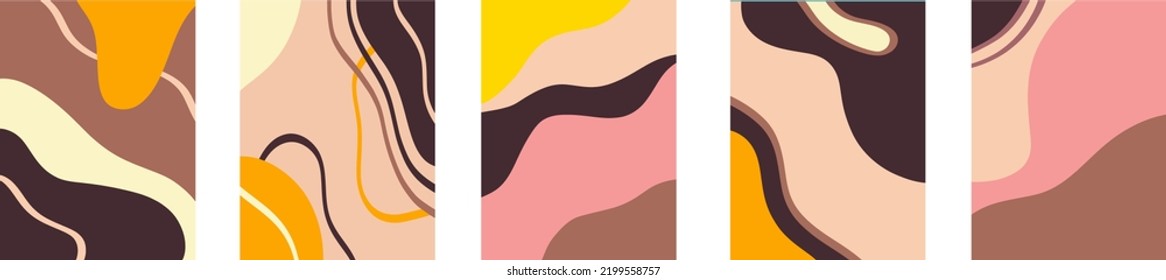Resumen de plantillas modernas con tonos neutros desnudos. Tendencia minimalista diseño abstracto con varias formas naturales en colores pastel neutros.