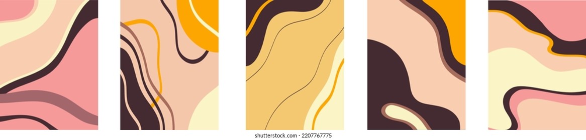 Resumen de plantillas modernas con tonos neutros desnudos. Tendencia minimalista diseño abstracto con varias formas naturales en colores pastel neutros.